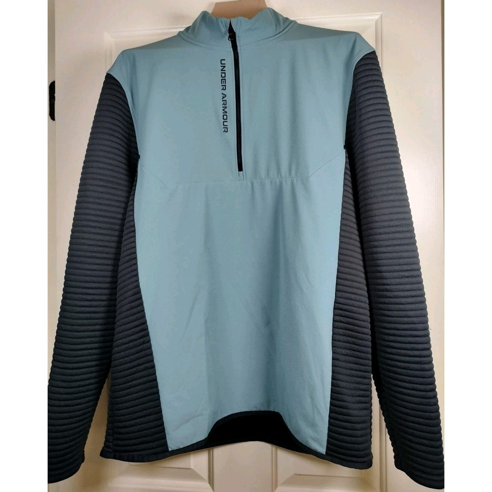Under Armour Men's XL Storm 1/2 Zip Pullover Blue Grey Ribbed Activewear Athleti
